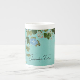 Tasse En Porcelaine Floral Elegant Minimaliste Calligraphie Ajouter un
