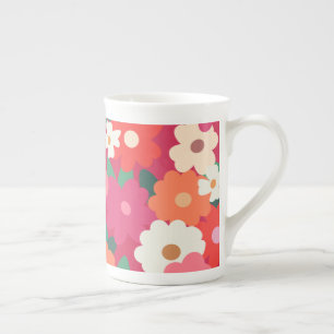 Tasse En Porcelaine Florales Retro Colorées