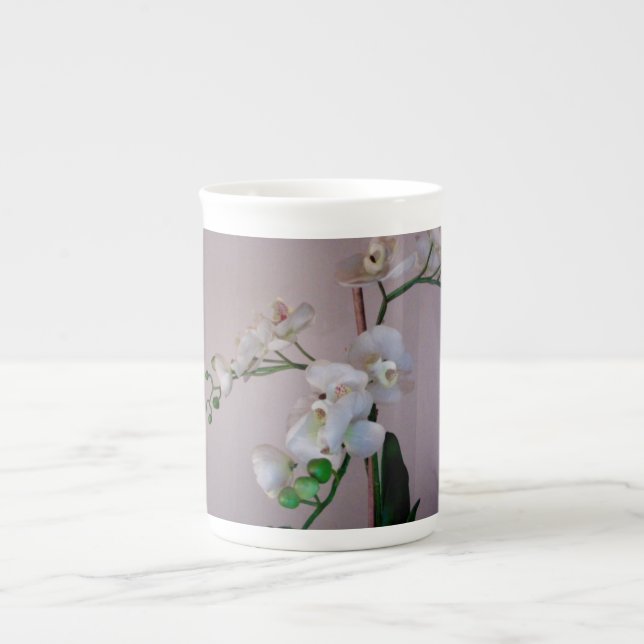 Tasse En Porcelaine Flore de fleurs blanches (Devant)