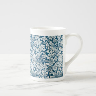 Tasse En Porcelaine Flore Flore Fleurs Feuilles Oiseaux Bleu