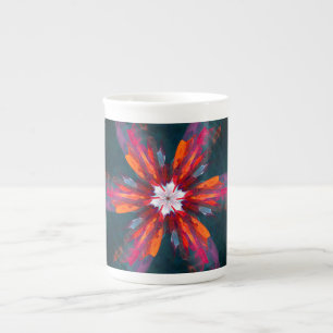 Tasse En Porcelaine Flore Mandala Flowers Orange Red Blue Abstract