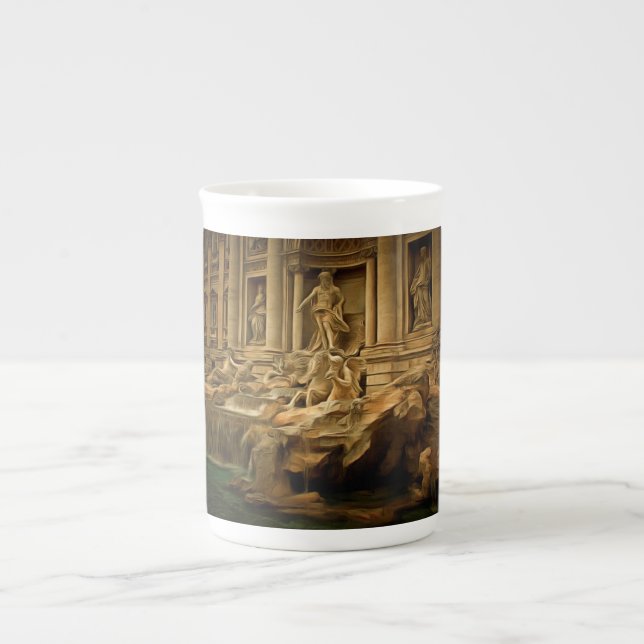 Tasse En Porcelaine Fontaine de Trevi peinture Rome (Devant)