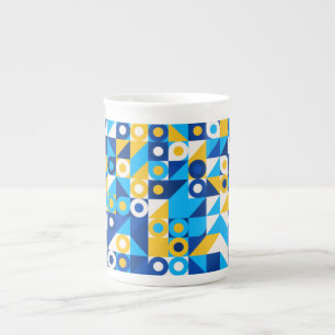Tasse En Porcelaine Formes En Motif Bleu-Jaune À La Mode Sans Faille