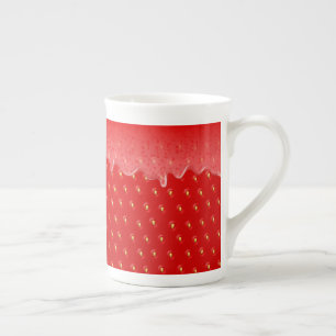 Tasse En Porcelaine Fraise Texturée Arrière - plan confiture de fruits