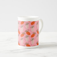 Fraises Rose Blanc Motif Doodle de Fruits