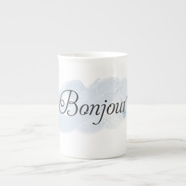 Tasse En Porcelaine Français Bonjour (Devant)