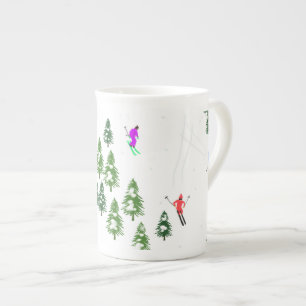 Tasse En Porcelaine Freeride Skieurs alpins Ski illustration Ski
