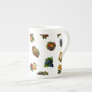 Tasse En Porcelaine Fruits et fleurs vintages