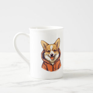 Tasse En Porcelaine Funny Corgi portant le Sweat - shirt à capuche