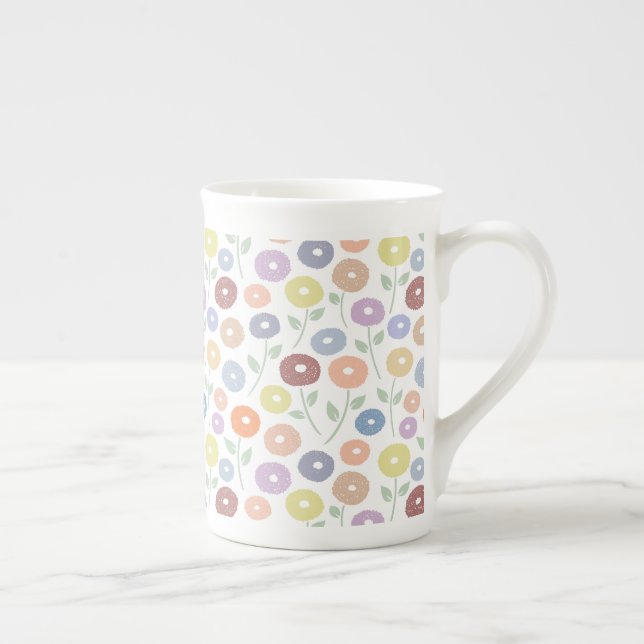 Tasse En Porcelaine Fuzzy Flower Rpt Pattern Pastels on White (Droite)
