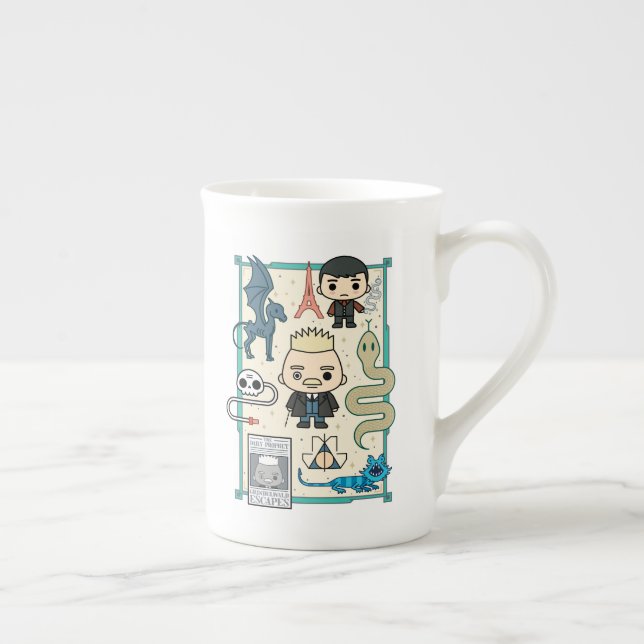 Tasse En Porcelaine GELLERT GRINDELWALD™ et dessin sur os (Droite)