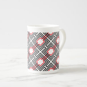 Tasse En Porcelaine Géométrique rouge et blanc noir