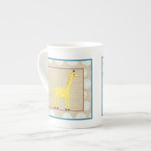 Tasse En Porcelaine Girafe jaune avec le pois blanc
