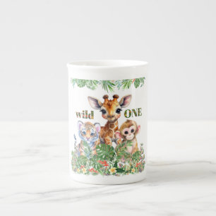 Tasse En Porcelaine Girafe Singe Tigre Sauvage