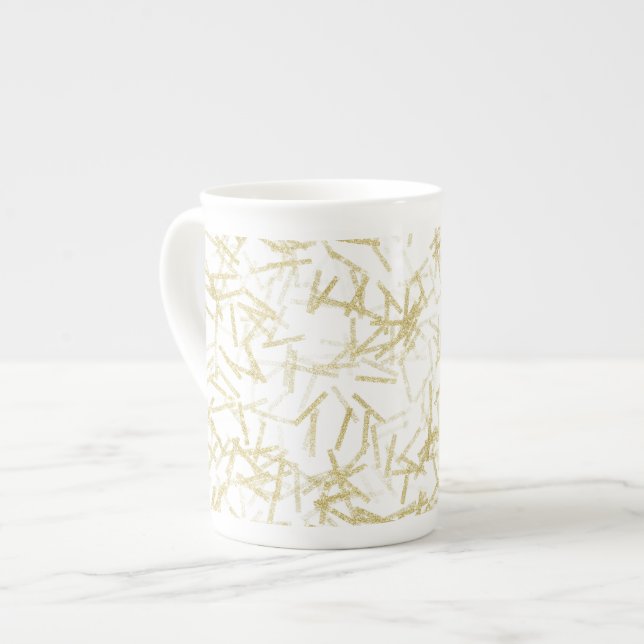 Tasse En Porcelaine Glitzy Glitzy Glam en or blanc (Devant gauche)