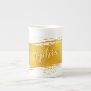 Tasse En Porcelaine Gold Paint Stroke Ajouter un nom