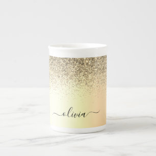 Tasse En Porcelaine Gold Parties scintillant Girly Luxe Moderne Monogr