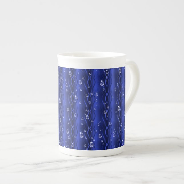 Tasse En Porcelaine gouttes de pluie sur le métal bleu (Devant droit)