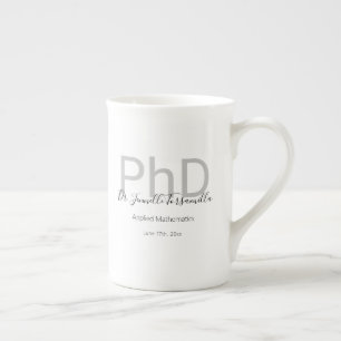 Tasse En Porcelaine Graduate Keepsaké Black Grey Nom PhD Graduation