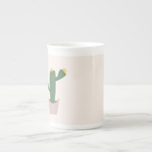 Tasse En Porcelaine Grand cactus du désert vert et jaune