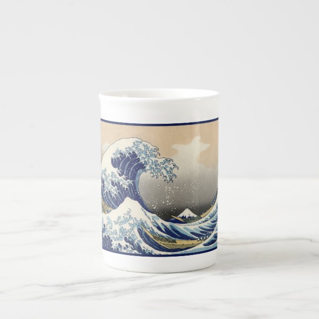 Tasse En Porcelaine Grande Vague au large de Kanagawa & Mont Fuji Mer  (Devant)