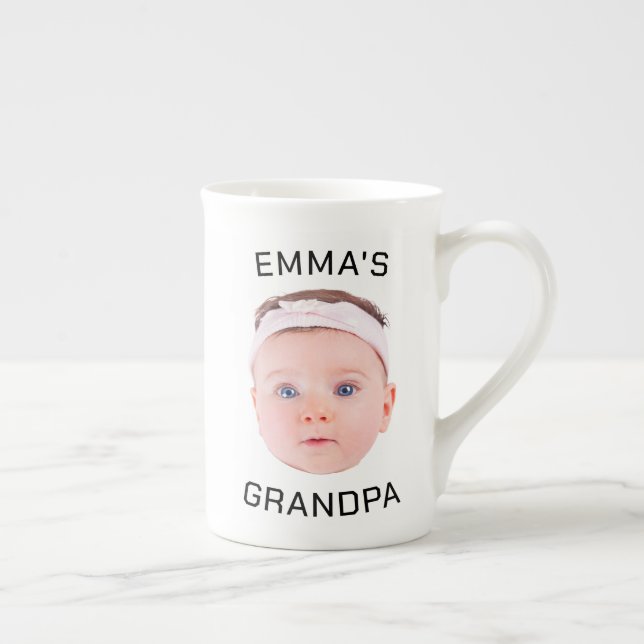Tasse En Porcelaine Grandpa Boug cadeau, Personnalisé Visage bébé, Cad (Droite)