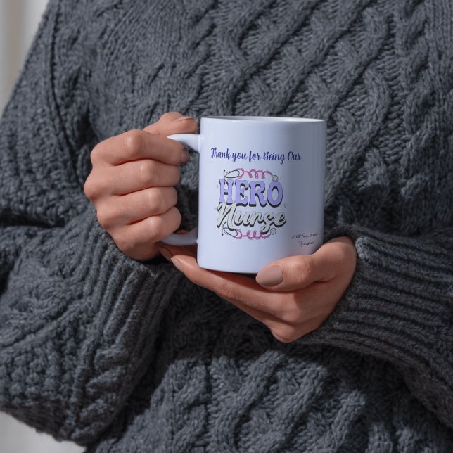 Tasse En Porcelaine Gratitude Cute Nurse Blues Typographie PERSONNALIS (Créateur téléchargé)