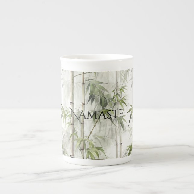Tasse En Porcelaine Green Bamboo Mindfulness Yoga (Devant)