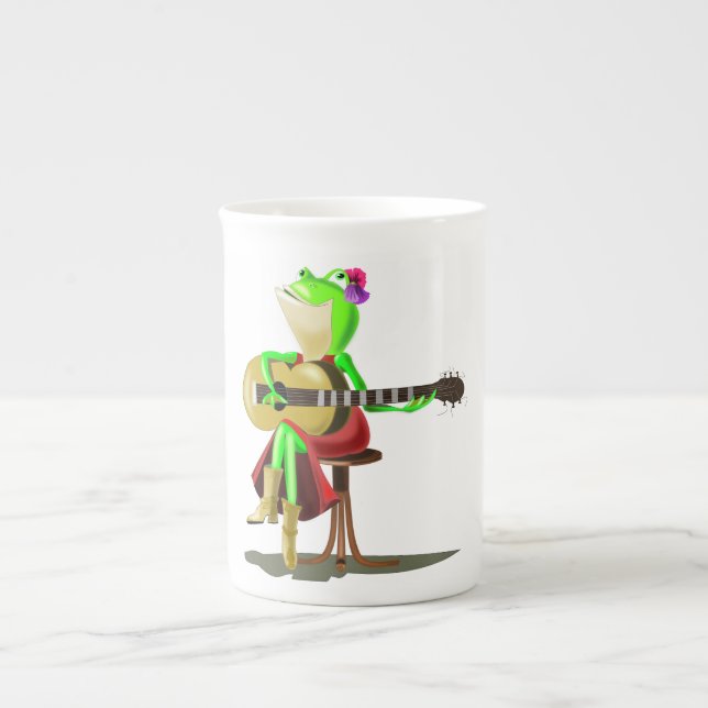 Tasse En Porcelaine Grenouille Jouer de la guitare (Devant)