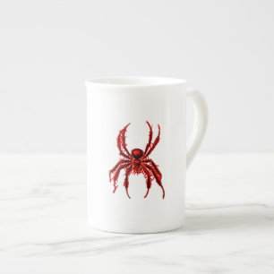 Tasse En Porcelaine Grosse Araignée Rouge Effrayante