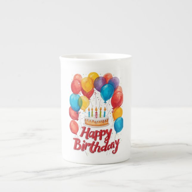Tasse En Porcelaine Happy Birthday (Devant)