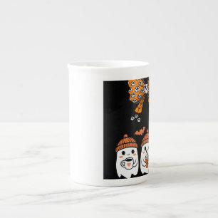 Tasse En Porcelaine Happy Halloween – fantômes café mignons