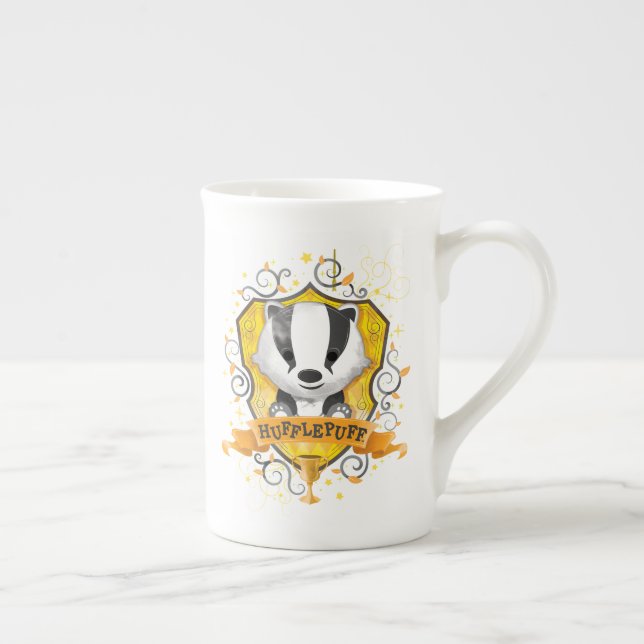 Tasse En Porcelaine Harry Potter | Charme HUFFLEPUFF™ Crest (Droite)