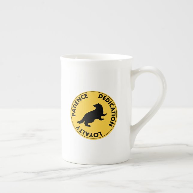 Tasse En Porcelaine Harry Potter | Traits de la maison HUFFLEPUFF™ Gra (Droite)