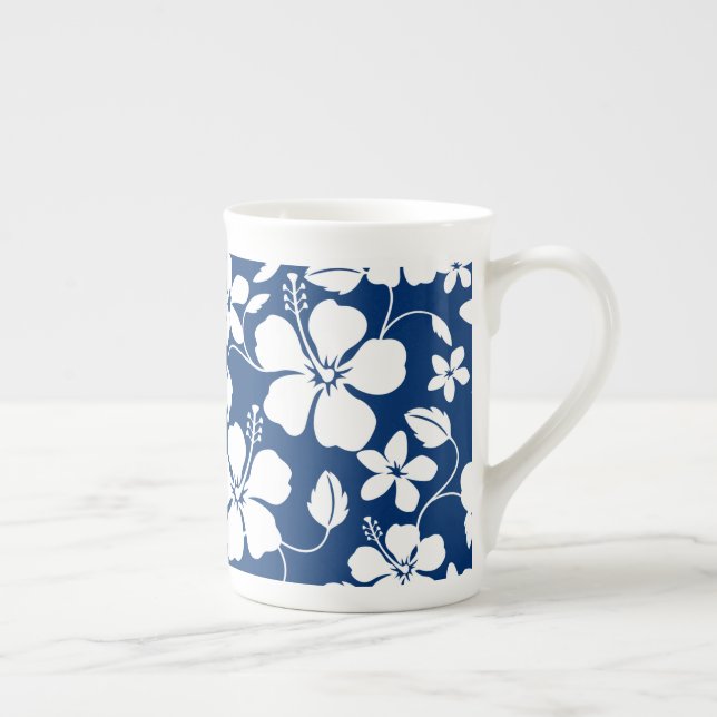 TASSE EN PORCELAINE HAWAIIAN HULA (HIBISCUS) NAVY (Droite)