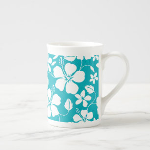 TASSE EN PORCELAINE HAWAIIAN HULA (HIBISCUS) TURQUOISE