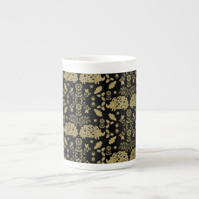 Tasse En Porcelaine Hérisson Art populaire (Devant)