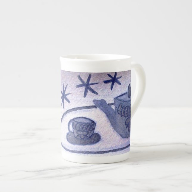 Tasse En Porcelaine ...heure du thé....art de Jutta Gabriel... (Devant droit)