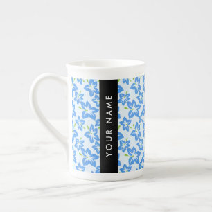 Tasse En Porcelaine Hibiscus Bleu, Fleurs Bleues, Votre Nom