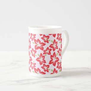 Tasse En Porcelaine Hibiscus Rouge, Fleurs Rouges, Motif De Fleurs