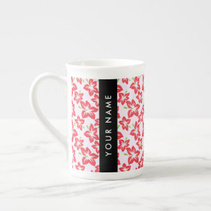 Tasse En Porcelaine Hibiscus rouge, Fleurs rouges, Votre nom