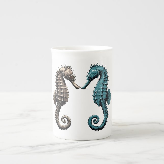 Tasse En Porcelaine Hippocampes  (Devant)
