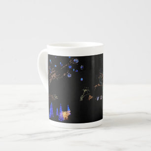 Tasse En Porcelaine Hiver Wonderland Lumières Bleu et blanc Vacances