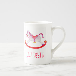 Tasse En Porcelaine Hobby cheval blanc aquarelle art rouge nom personn