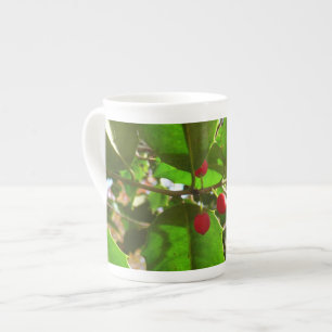 Tasse En Porcelaine Holly Feuilles II Vacances Nature Botanique