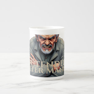 Tasse En Porcelaine Homme âgé en colère – Illustration de dessin animé