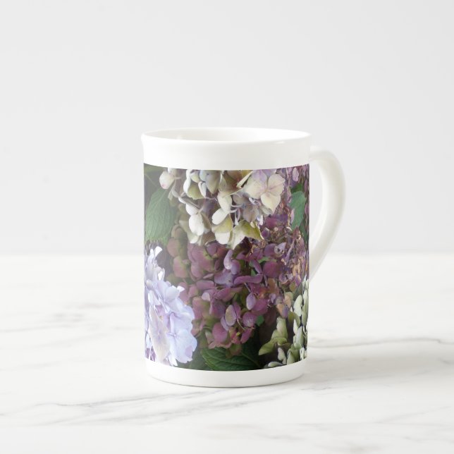 Tasse En Porcelaine Hortensias pourpres de 1 bleu de lavande (Devant droit)