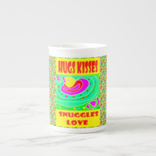 Tasse En Porcelaine Hugs Baisers design pour les enfants amusants coul