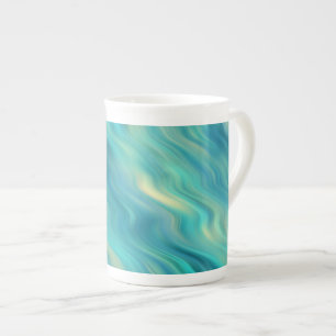 Tasse En Porcelaine Hydrangea bleu texture ondulée