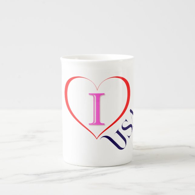 Tasse En Porcelaine I Love USA (Devant)